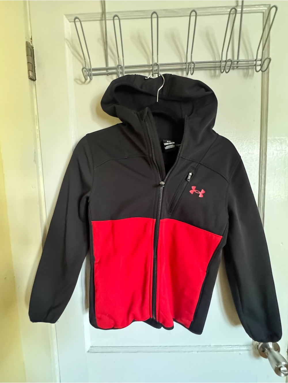 Under Armour Black and Red Kids' Zip-Up Hooded Jacket